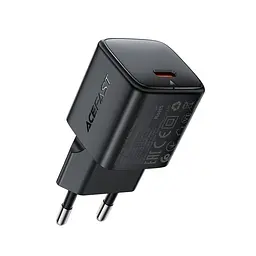 Зарядний пристрій ACEFAST A118 PD 30W mini GaN USB-C fast charger блок адаптер чорний 6974316284994