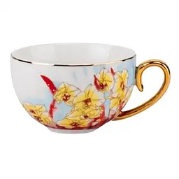 Чашка з блюдцем Elisey Ceramic Grace 4 білий з червоним 200 мл (9217-0114) - мініатюра 3