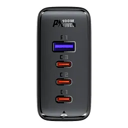 Зарядний пристрій Acefast A37 USB/3 Type-C QC PD 100W чорний + кабель Type-C to Type-C - мініатюра 6
