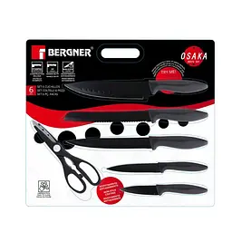 Набір ножів з ножицями Bergner Osaka 6 предметів (BG-9075-BK) - мініатюра 8