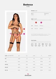 Боді зі стреп із доступом Obsessive Badossa crotchless teddy S/M, чорний - мініатюра 7