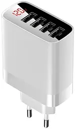 Мережевий зарядний пристрій Baseus Xiaomirror Lake Digital Display 4 USB 2.4 A CCJMHB-B02 White