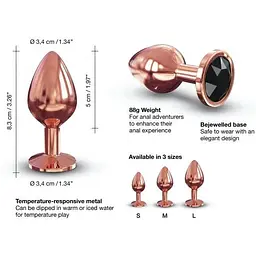Металева анальна пробка Dorcel - Diamond Plug Rose Gold із прикрасою у вигляді кристалу M - мініатюра 4