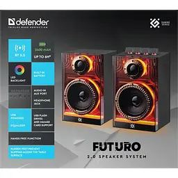 Акустична система 2.0 Defender Futuro, 20Вт Bluetooth/USB/TF/AUX, LED, чорна - мініатюра 7