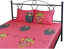Набір Руно Owl простирадло + наволочки 200х220 см 50х70 см рожевий (22.137_Owl) - мініатюра 2