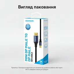 Відеокабель Vention HCFLH Mini DisplayPort - DisplayPort 1.4 8K 60 Гц 2 м синій (HCFLH) - мініатюра 10
