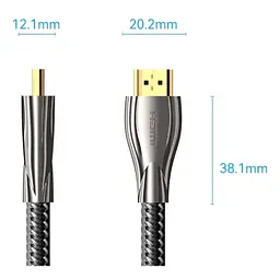 Кабель HDMI M - M, 12.0 м, V2.0, 4K 60Гц, обплетення, Zinc Alloy Type чорний Vention - мініатюра 2
