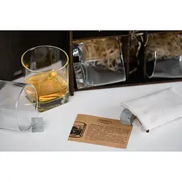 Подарунковий набір Whiskey Stones камені для віскі в дерев'яному пеналі №4 + 4 склянки Pasabahce Baltic + щипці + мішечок - мініатюра 5