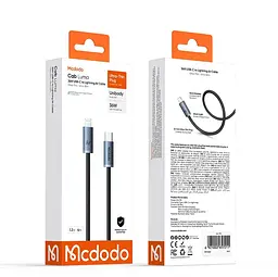 Кабель McDodo 36W USB-C to Lightning Cable 1.2m with Light (CA-7780) Black - мініатюра 2