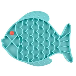 Силіконовий килимок для лизання для собак Derby Fish Shaped Dog Lick Mat, Блакитний