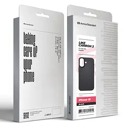 Карбоновый чехол для Apple iPhone 16, LikeCarbon2 MagCase, черный, тонкий защитный чехол-панель из поликарбоната с магнитами N52, MagSafe, противоударный, совместим с беспроводной зарядкой, приподнятые края для защиты камеры, ArmorStandart (ARM83810) - мініатюра 2