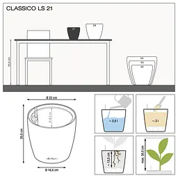 Вазон Lechuza Classico Premium LS, 3 л, білий (16020) - мініатюра 4