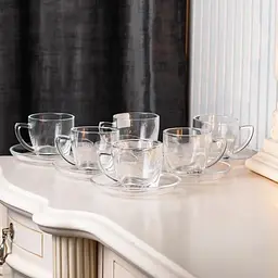 Чайний сервіз на 6 персон скляний TS Kitchen Clear, прозорий HP572 - мініатюра 4