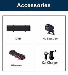 Дзеркало відеореєстратор DVR C109 10.26" 2k (2 камери) Wi-Fi Bluetooth AUX Android Auto CarPlay - мініатюра 5