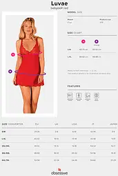 Комплект Obsessive Luvae babydoll (Червоний, S/M) Obsessive 96585 96678 - мініатюра 3