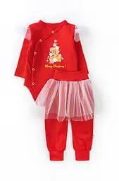 Святковий комплект боді та штани з фатином Merry Christmas Gold - мініатюра 1