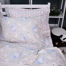 Простирадло на гумці MirSon Poplin Line Kids 07 Rabbits 200х200 см кремове (2200009718328) - мініатюра 4