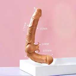 Силіконовий страпон без ременів Strapless Strap-on з вібрацією, бежевий - мініатюра 3