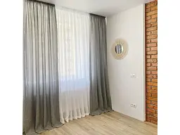Легкі лляні штори світло-сірого кольору 2шт. 150х270 з білим шифоновим тюлем 400х270, на тасьмі ALBO pbe0052631 - мініатюра 3