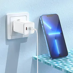 Адаптер мережевий HOCO Type-c to Lightning Cable Astral N23 2Type-C 45W біле - мініатюра 6