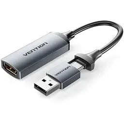 Перехідник USB-C + USB-A to HDMI M 0.1m video capture gray Vention (ACWHA)