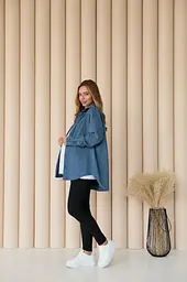 Жіноча сорочка для вагітних стилю oversize з мікровельвету Varna розмір L-XL Lullababe джинсова - мініатюра 9