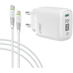 Мережевий зарядний пристрій Intaleo TCGQPD120L (1USBx3A) White + кабель Lightning (1283126510007)