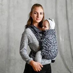 Май-слінг жаккардовий з народження до 36 місяців Coolbabka Сірий Feathers - мініатюра 2