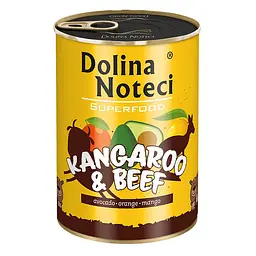 Вологий корм для собак Dolina Noteci Superfood з м'ясом кенгуру та яловичини банка 400 г
