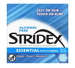 Серветки контроль акне з вітамінами дія без спирту Stridex Single-Step 55 дисків