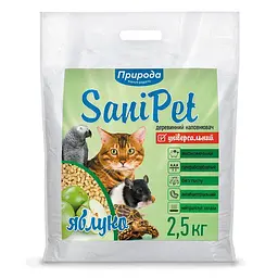 Наповнювач Природа Sani Pet деревний універсальний з ароматом яблука 2.5 кг
