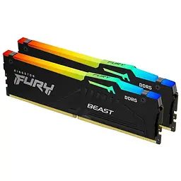 Модуль пам'яті для комп'ютера DDR5 32GB (2x16GB) 5600 MHz Beast RGB AM5 Black Kingston Fury (ex.HyperX) (KF556C36BBEAK2-32)