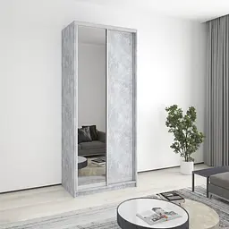 Шафа-купе дводверна MebelStar Стандарт AL ДСП/Дзеркало 100x45x240 см Бетон (MBS-3699)