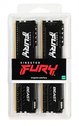 Пам'ять 8Gb x 2 (16Gb Kit) DDR4, 3200MHz, Kingston Fury Beast, Black, 16-18-18, 1.35V, з радіатором (KF432C16BBK2/16) - мініатюра 5
