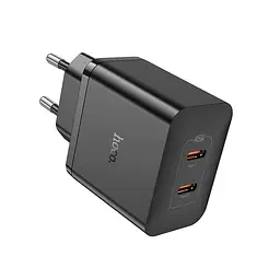 Мережевий зарядний пристрій Hoco N35 2 Type-C PD 45W чорний