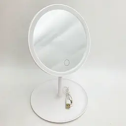Дзеркало з Led підсвічуванням від USB кругле косметичне для макіяжу регулювання та яскравості світіння UKC 809 білий - мініатюра 2