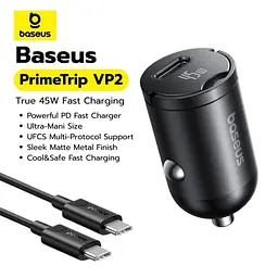 Автомобільний набір зарядний - адаптер + кабель C-C - Baseus PrimeTrip VP2 Car Charger 45W (C0206800) - мініатюра 2