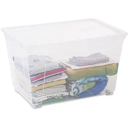 Контейнер Plastmeccanica Easy прямокутний 80 л на колесах прозорий (00-00020083) - мініатюра 2