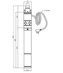 Насос глибинний шнековий Pumpman 3QGD2-125-0.55 кВт Нmax 125 м Qmax 1,8 куб.м 550 Вт (CV029776) - мініатюра 7