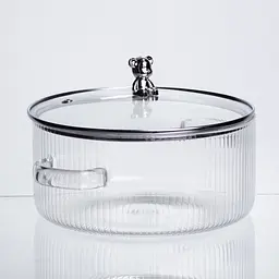 Каструля скляна Yiwu HP-34-102 2.5 л, діаметр 20 см, для варіння та тушкування, прозора - мініатюра 3