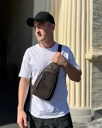 Чоловічий слінг 17х30х6 зі шкіри крейзі хорс для телефону Tiding Bag 6349 коричневий 17 см - мініатюра 2