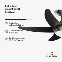 Стельовий вентилятор Klarstein Bolero Smart 55 Вт Чорний (10046083) - мініатюра 6