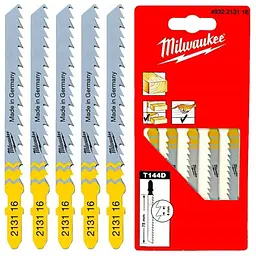 Полотна для лобзиків T144D MILWAUKEE, 75х4,0мм, (5шт), (деревина, швидкий різ)