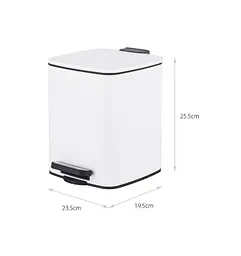 Відро для сміття Zerix Kubix-TC0106 White з плавним закриттям, квадратне, 6 л, біле (ZX6109) - мініатюра 7