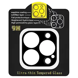 Захисне скло на камеру Full Block (тех.пак) для Apple iPhone 13 Pro (6.1) / 13 Pro Max (6.7) Чорний
