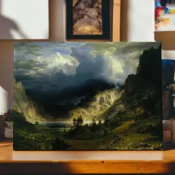 Інтер'єрна картина Шторм у Скелястих горах, Альберт Бірштадт, Albert Bierstadt, репродукція картини, 60×90 см (id7006) - мініатюра 3
