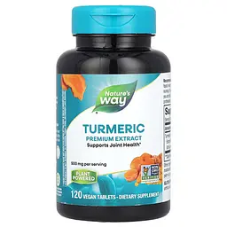 Куркумін, Turmeric, преміум екстракт, 500 мг, 120 веганських пігулок Nature's Way vit0002544