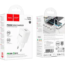 Мережевий зарядний пристрій Hoco C149A PD30W+QC3.0 USB-C/USB-A White [135353] - мініатюра 6