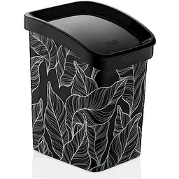 Смітник OZER 11,6л з кришкою-вертушка (x165 лаврове листя на чорному leaves)