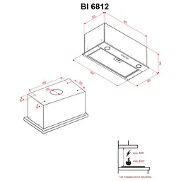 Витяжка повновбудована PERFELLI BI 6812 W LED - мініатюра 7